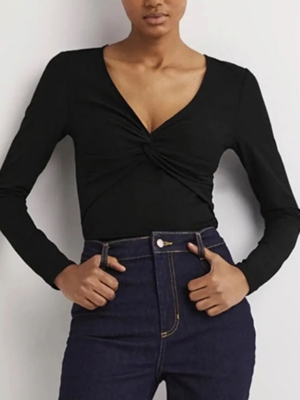 NWOT Boden Black Ponte Twist Front Top, Size 10